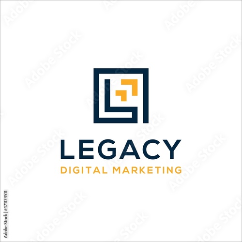 Legacy Digital Marketing Logo Design. Letter L. Square. Digital. Technology.