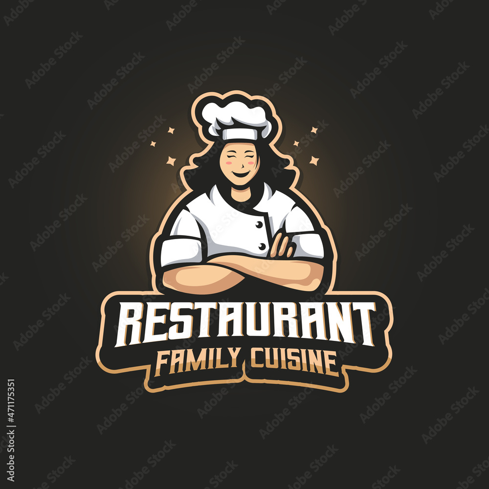 detailed chef restaurant logo design template