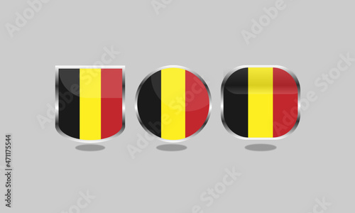 Belgium Flag Icon Badge Sets