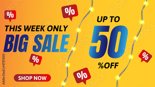 this week only big sale banner or poster with string light