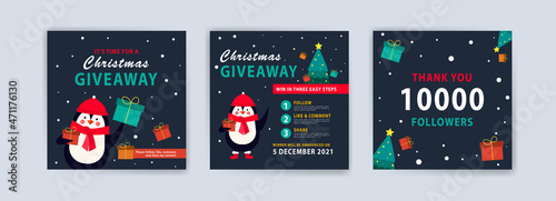 Christmas giveaway. Christmas banner. Banner vector illustration for background, greeting card, and postcard.