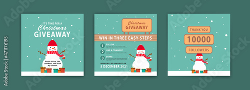 Christmas giveaway. Christmas banner. Banner vector illustration for background, greeting card, and postcard.