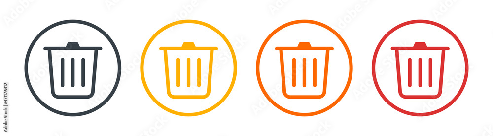 Garbage bin icon set. Rubbish icon vector illustration.
