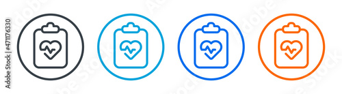 Cardio medical report icon set. Healthcare concept