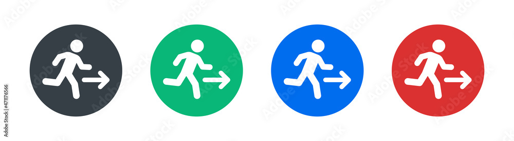 Exit icon set. Run away symbol isolated on white background. Exit icon set. Run away symbol isolated on white background.