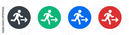 Exit icon set. Run away symbol isolated on white background.