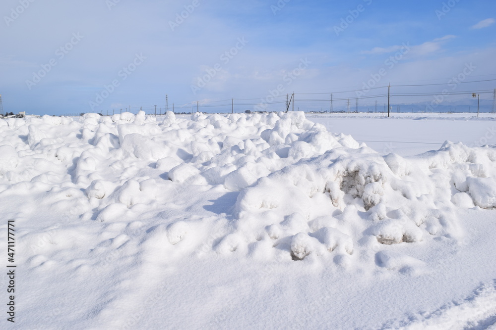 豪雪地方の雪景色 山形県庄内