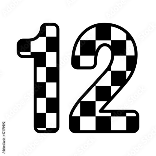Number 12 with Checkered Print, twelve
