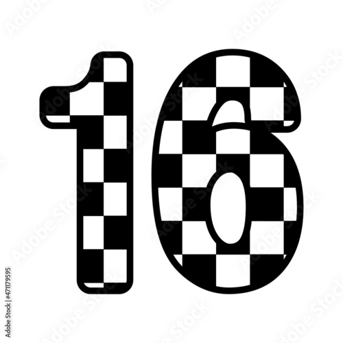 Number 16 with Checkered Print, sixteen