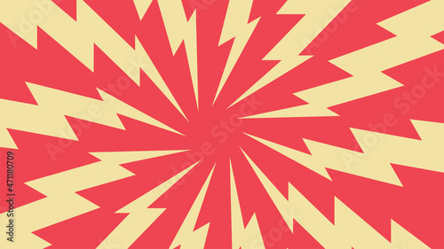 雷の効果線　背景素材　赤色