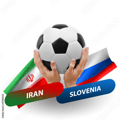 Soccer football competition match  national teams iran vs slovenia