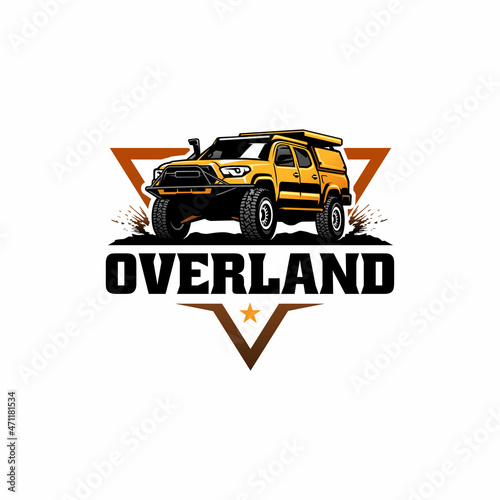 adventure pick up truck isolated logo vector