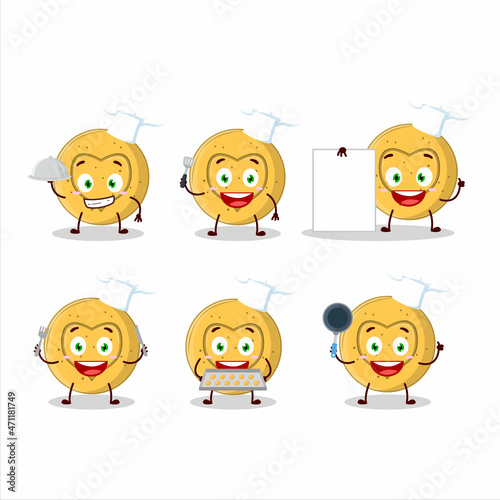 Cartoon character of dalgona candy love with various chef emoticons