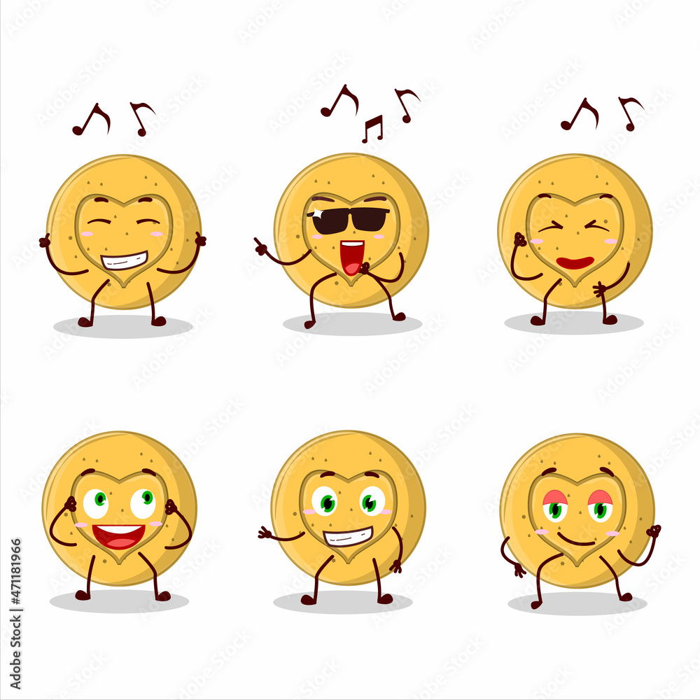 An image of dalgona candy love dancer cartoon character enjoying the music An image of dalgona candy love dancer cartoon character enjoying the music