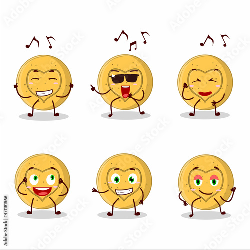 An image of dalgona candy love dancer cartoon character enjoying the music