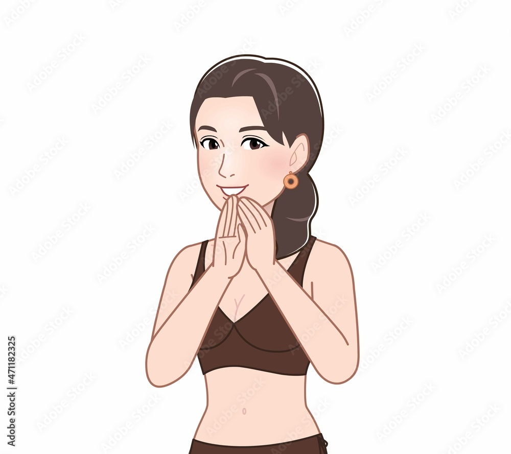 茶色い水着の女性 茶色い水着の女性
