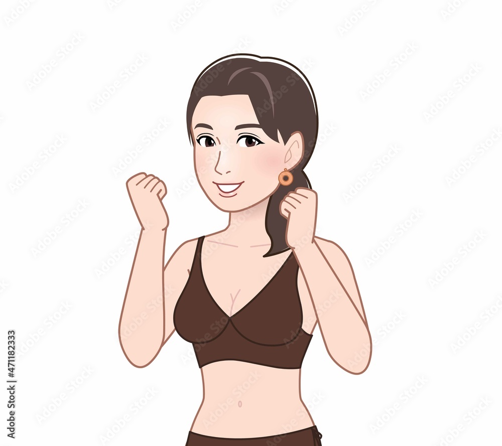 茶色い水着の女性