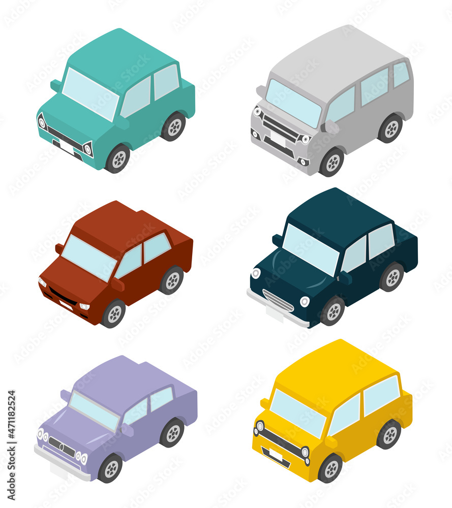 Set of Isometric car icon - Six types variation