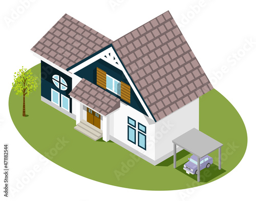 Isometric residential house - retro style