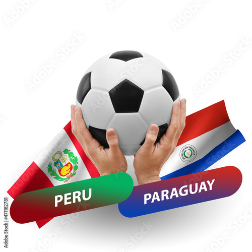 Soccer football competition match, national teams peru vs paraguay