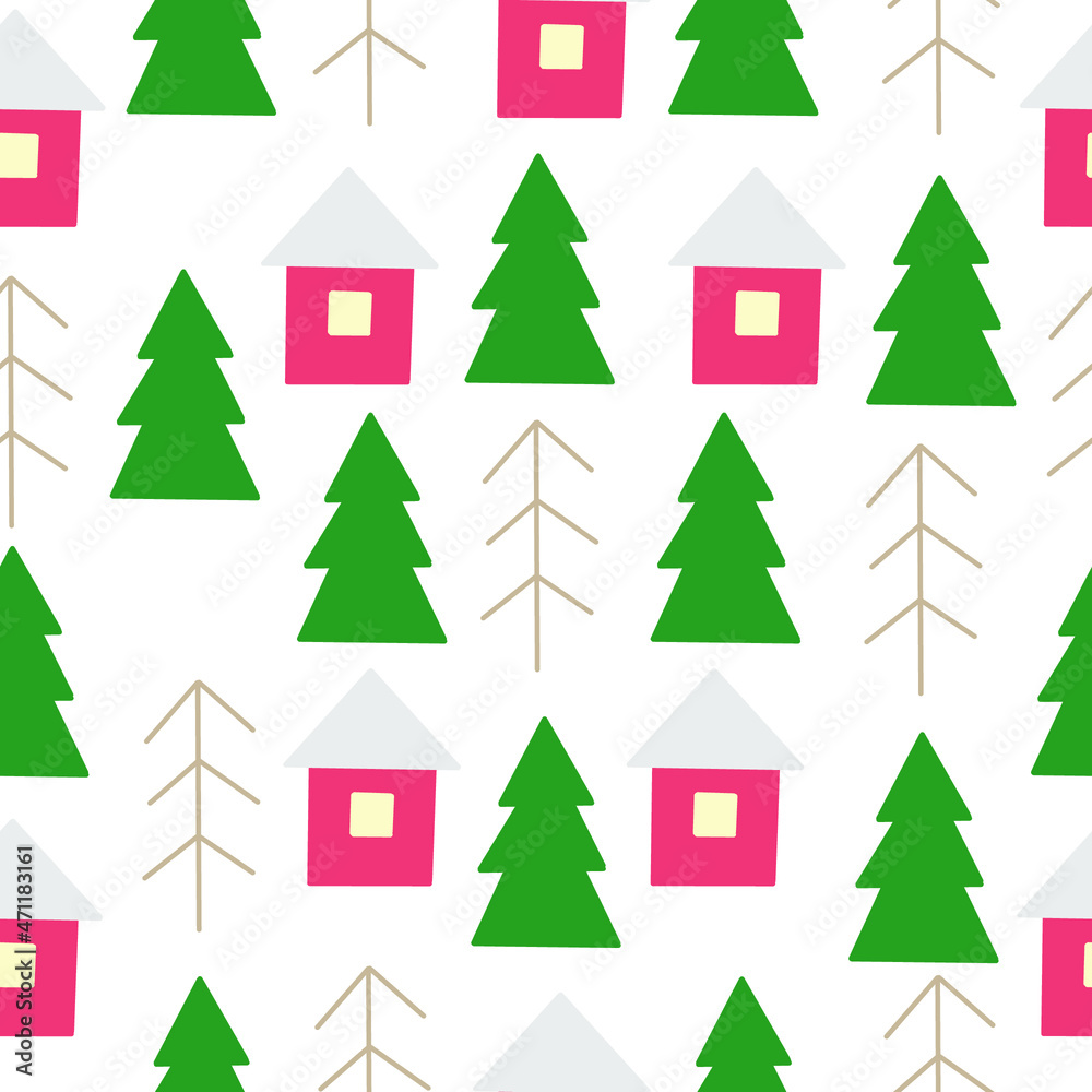 Vector seamless pattern in flat style.Winter cozy seamless pattern. Vector seamless pattern in flat style.Winter cozy seamless pattern.