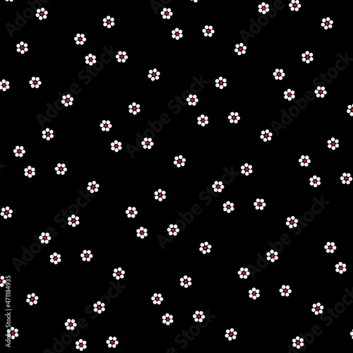 ダークカラー　小花柄　ブラック