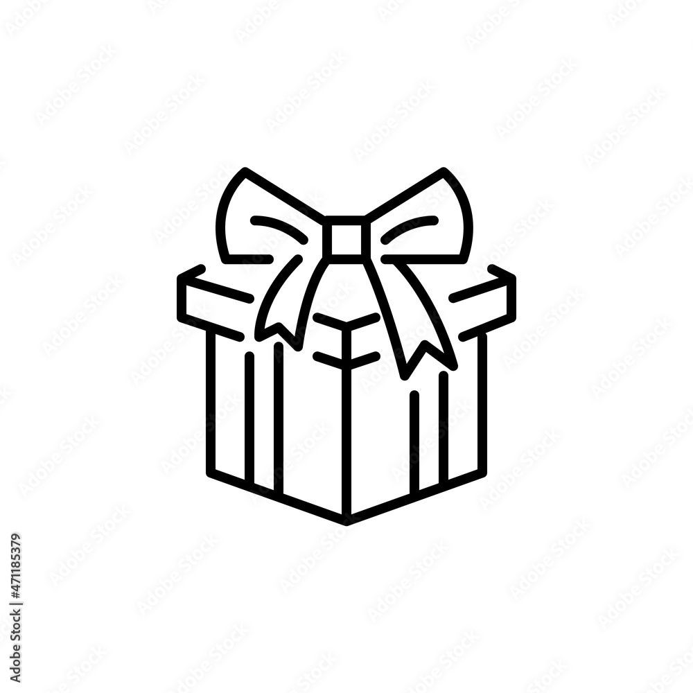 Gift box pixel perfect editable stroke simple line art icon Gift box pixel perfect editable stroke simple line art icon