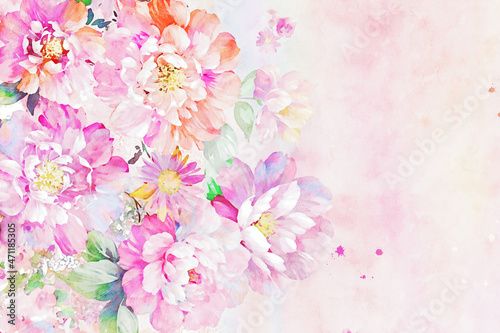 Beautiful watercolor flower bouquet illustration