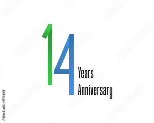 14 years anniversary logo with high and thin style