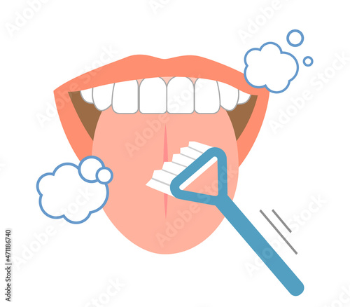 Bad breath and tongue stains Oral care illustrations.
