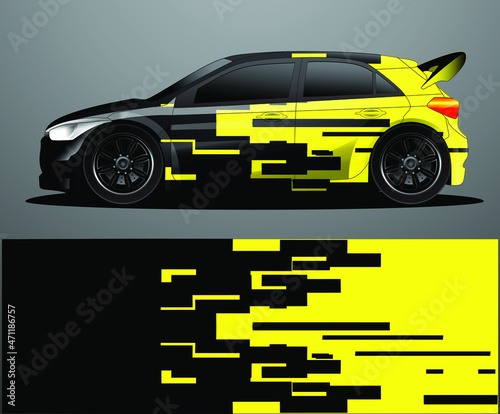 Rally car decal graphic wrap vector, abstract background