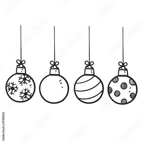 hand drawn doodle christmas ball collection illustration vector