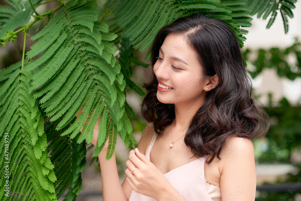 Woman around a beautiful garden Woman around a beautiful garden