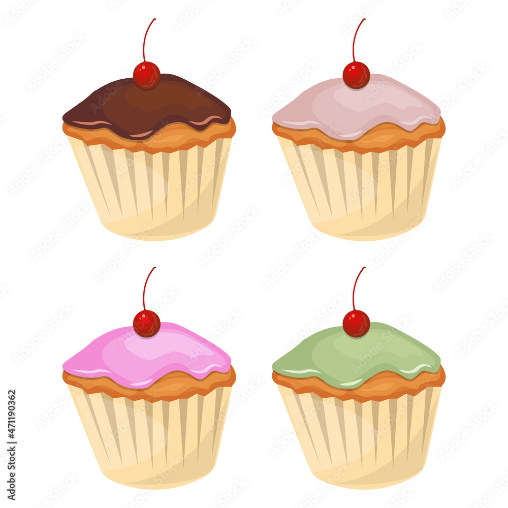 Cupcakes with cream dessert illustration vector Cupcakes with cream dessert illustration vector