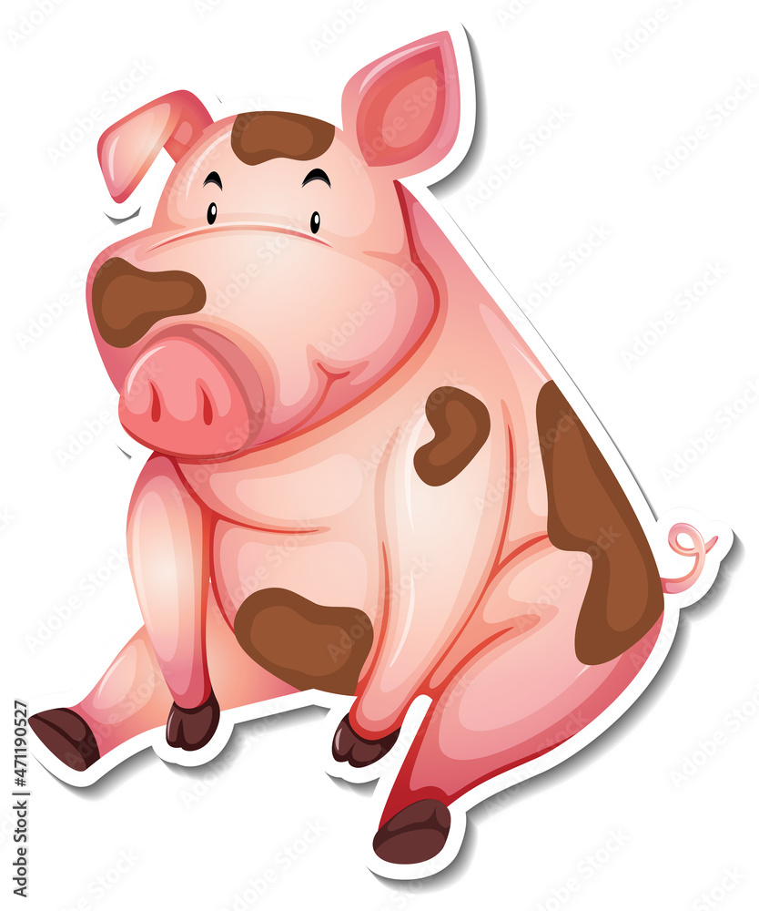 Dirty pig farm animal cartoon sticker Dirty pig farm animal cartoon sticker