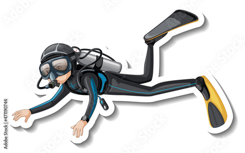 Scuba Diver cartoon sticker
