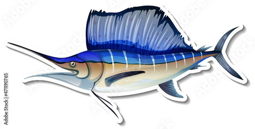 Marlin fish animal cartoon sticker