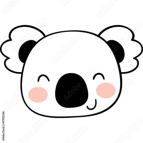 Face koala doodlel character cartoon