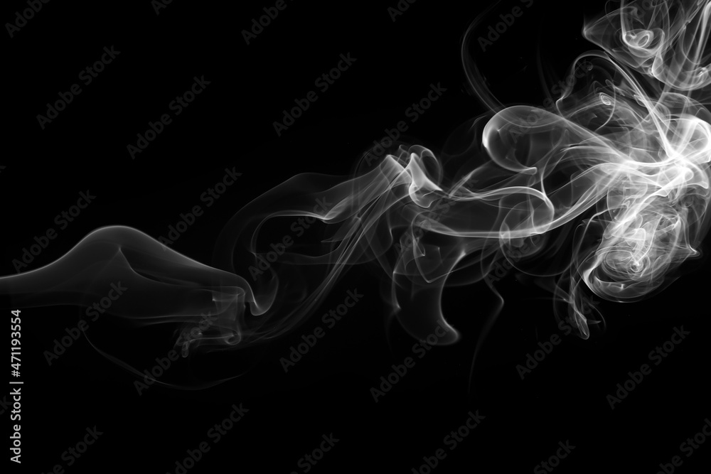 White smoke abstract on black background, fire design White smoke abstract on black background, fire design