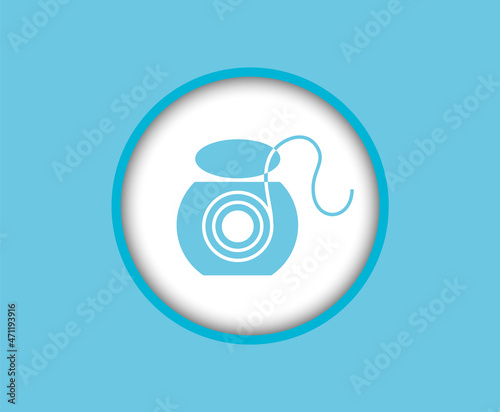 Blue dental floss icon on white background,