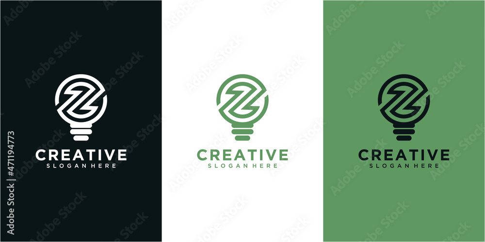 Letter Z Inside Lamp Bulb Technology Innovation Logo Design. Z letter with light bulb or idea icon. Letter Z Inside Lamp Bulb Technology Innovation Logo Design. Z letter with light bulb or idea icon.