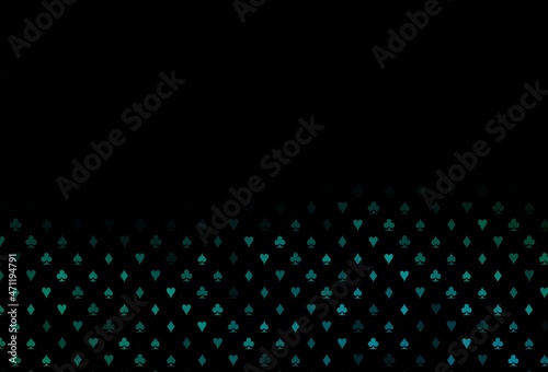 Dark blue, green vector template with poker symbols. © Dmitry