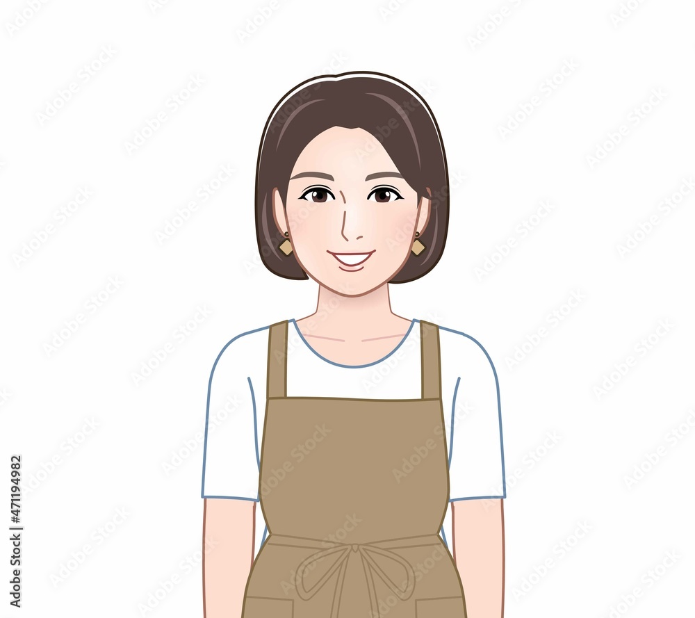 エプロンを着た女性 エプロンを着た女性