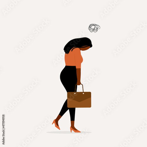 Young Black Woman Employee Feeling Fatigue At Work. Job Dissatisfaction.