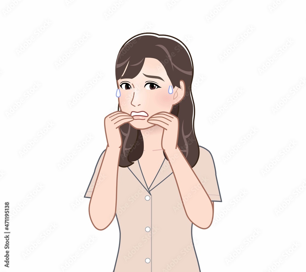パジャマを着た若い女性 パジャマを着た若い女性