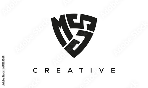 MJS letters logo, security Shield logo vector photo