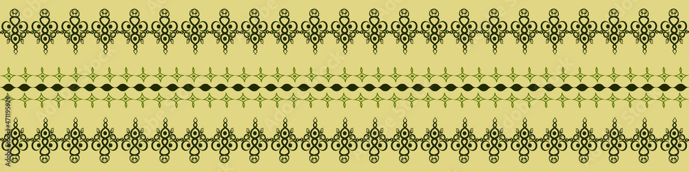 Seamless pattern on 4 x 1 format - horizontal banner, ribbon, braiss. Design element