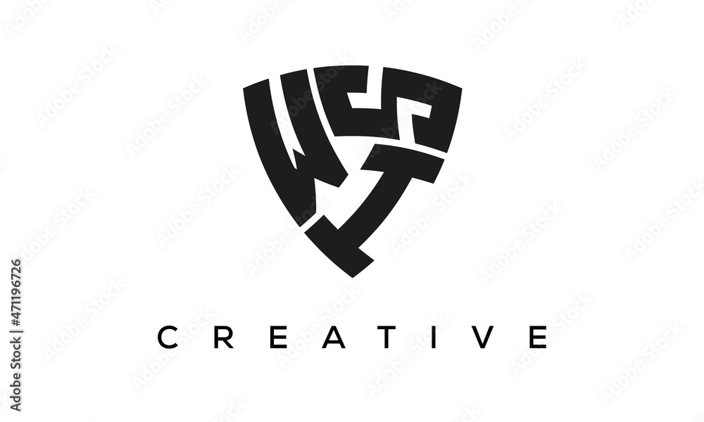 WIS letters logo, security Shield logo vector - obrazy, fototapety, plakaty 