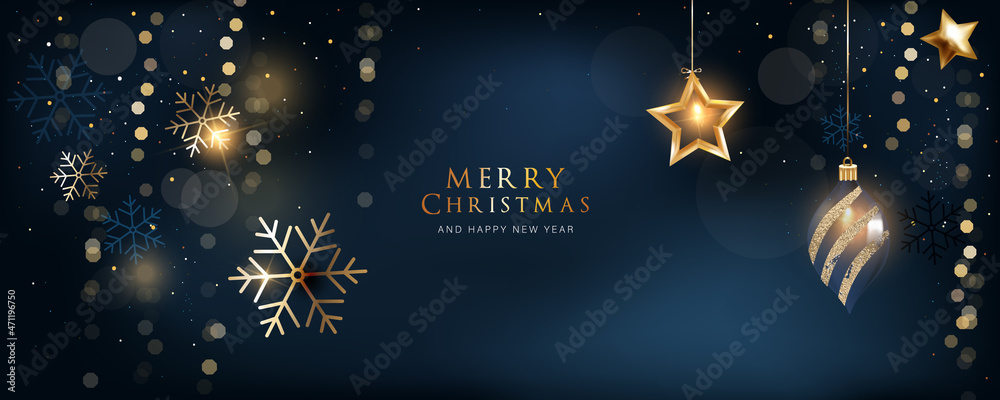 Fototapeta premium Happy Holidays, season's greetings and new year vector template with Christmas element decoration