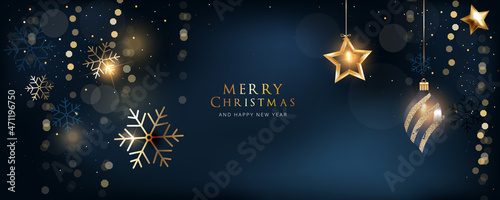 Foto Happy Holidays,  season's greetings and new year vector template with Christmas